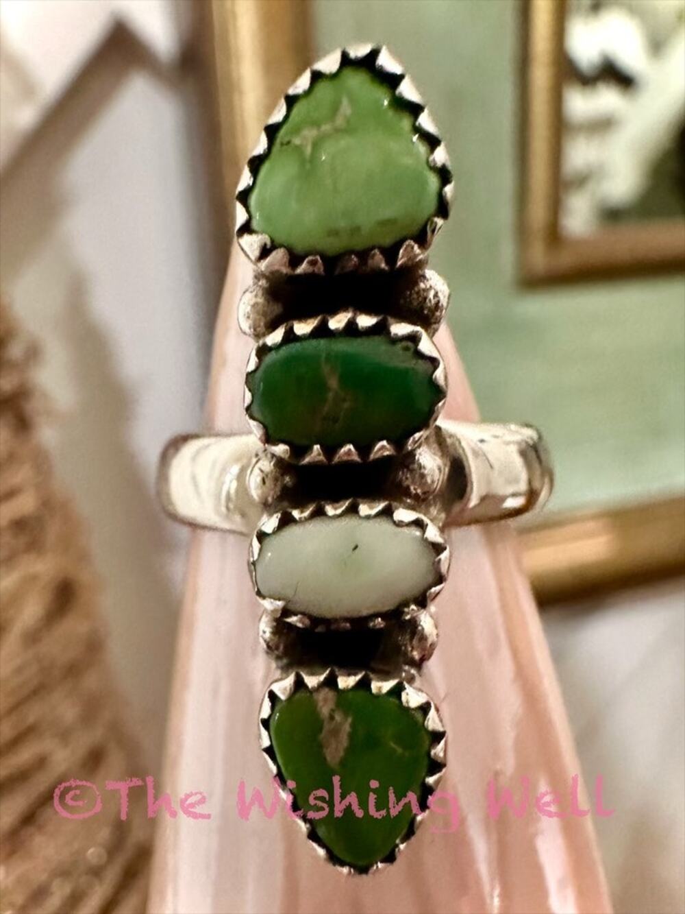 Palomino turquoise four  stone ring sterling silver size 6 dainty